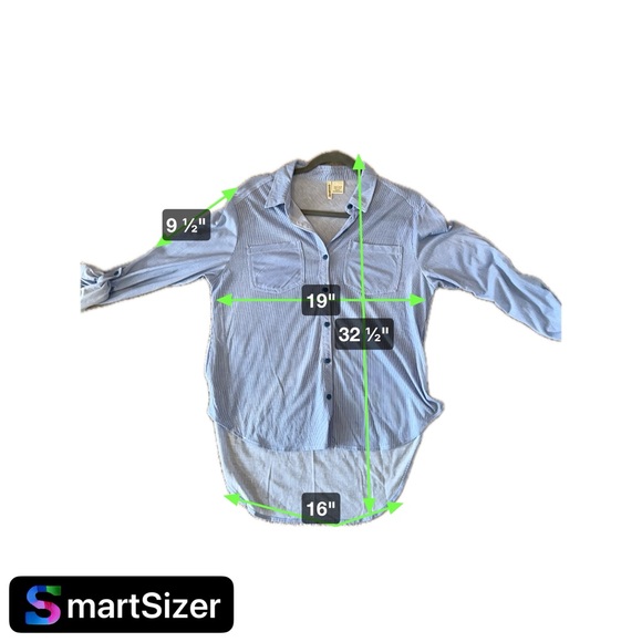 Passport Large Striped Long Sleeve Womens Tab Button-Up High/Low Airy Cozy Shirt - Picture 10 of 11